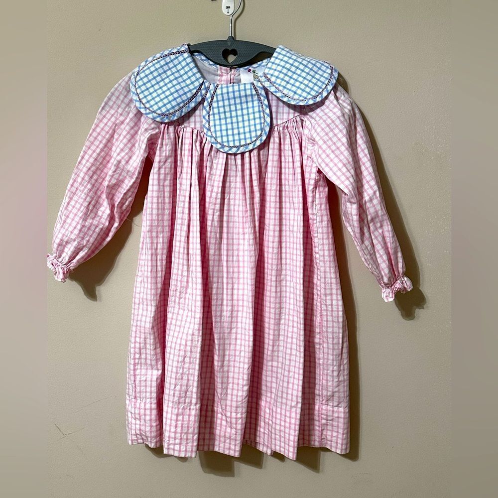 Pink and Blue Checkered Kids Dress
